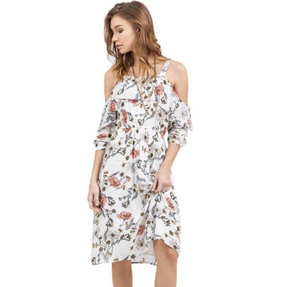 Blu pepper floral cold shoulder sun dress